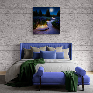 Garden Path Under The Full Moon Poster