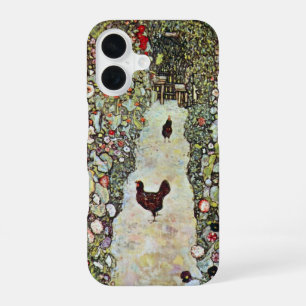 Garden Path w Chickens, Gustav Klimt, Art Nouveau iPhone 16 Case