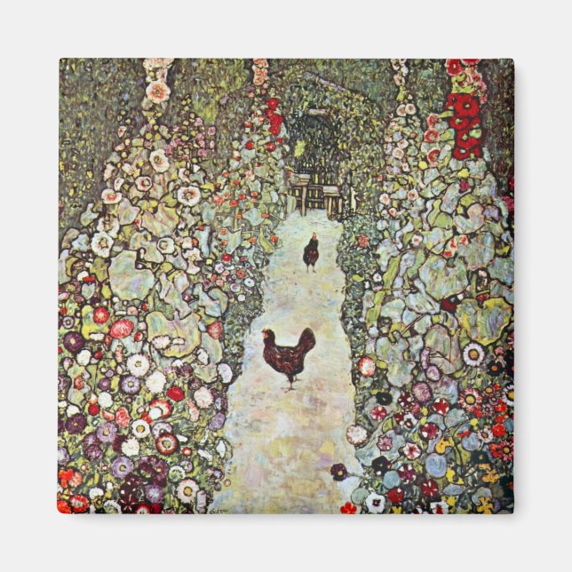 Garden Path w Chickens, Gustav Klimt, Art Nouveau Magnet (Front)
