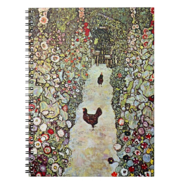 Garden Path w Chickens, Gustav Klimt, Art Nouveau Notebook (Front)