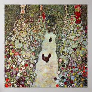 Garden Path w Chickens, Gustav Klimt, Art Nouveau Poster