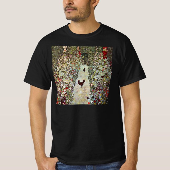 Garden Path w Chickens, Gustav Klimt, Art Nouveau T-Shirt (Front)