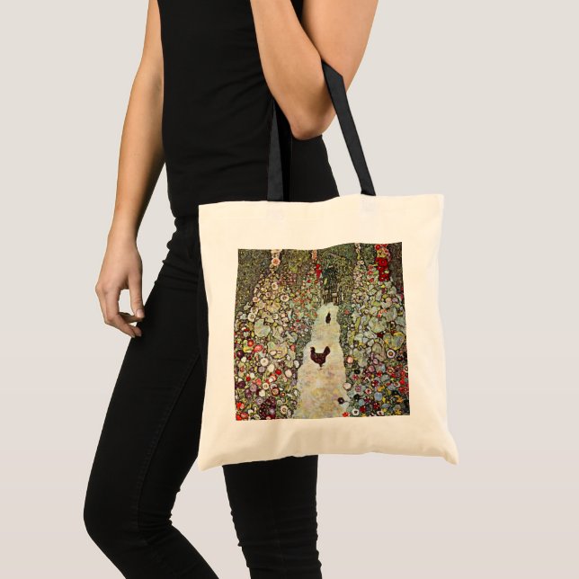 Garden Path w Chickens, Gustav Klimt, Art Nouveau Tote Bag (Front (Product))