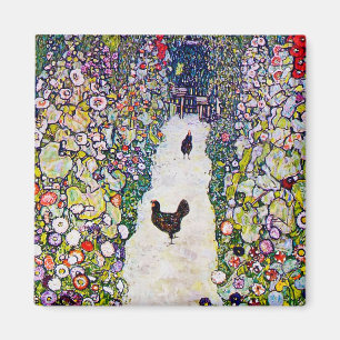 Garden Path with Chickens, Gustav Klimt Magnet