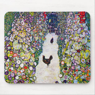 Garden Path with Chickens, Gustav Klimt Mouse Pad