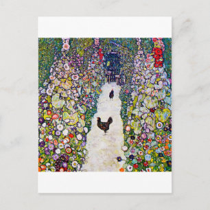 Garden Path with Chickens, Gustav Klimt Postcard