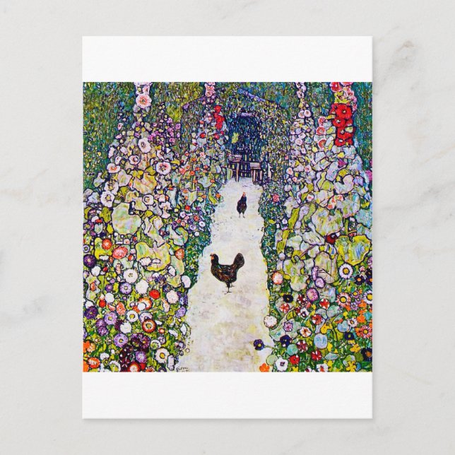 Garden Path with Chickens, Gustav Klimt Postcard (Front)