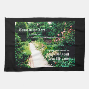 Garden Path with Proverbs 3:5-6 Tea Towel