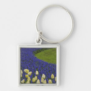 Garden pattern of Grape Hyacinth flowers and 2 Key Ring