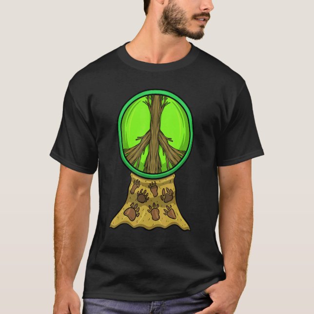 Garden Peace Gardener Hippie Tree Roots Animal Foo T-Shirt (Front)