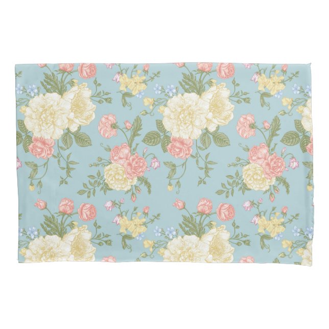 Garden Peony Floral Pattern Pillowcase (Front)