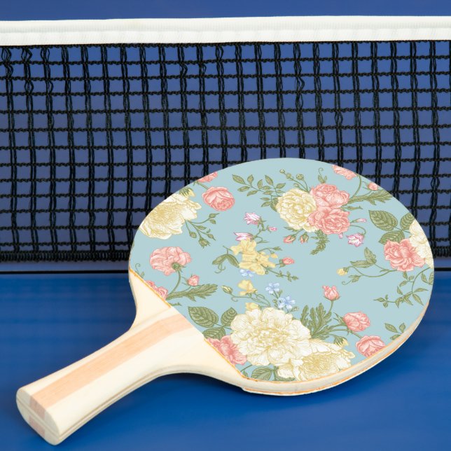 Garden Peony Floral Pattern Ping Pong Paddle (Insitu)