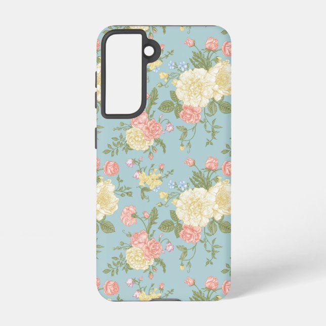 Garden Peony Floral Pattern Samsung Galaxy S21 Case (Back)