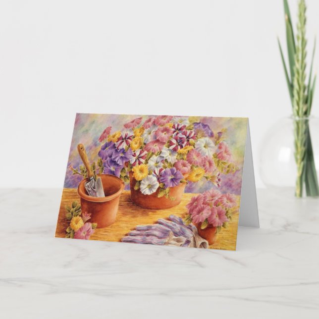 Garden Petunias Blank Card Greeting Card (Front)