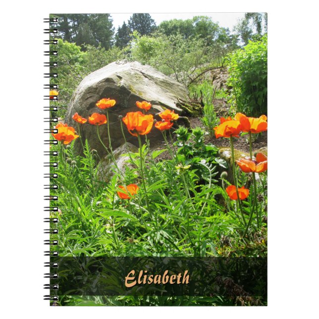 Garden Photo Lush Park Spring Poppies any Name Notebook (Front)