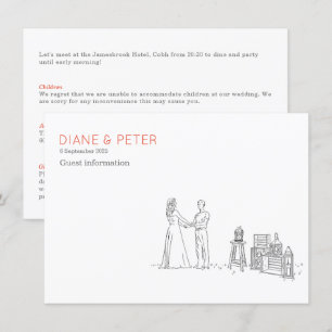 Garden Picnic Minimalist Black and White Wedding Enclosure Card