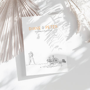 Garden Picnic Minimalist Black and White Wedding  Invitation