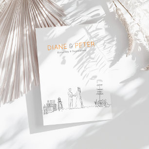 Garden Picnic Minimalist Black and White Wedding Invitation