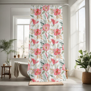 Garden pink floral decorative eye-catching  shower curtain