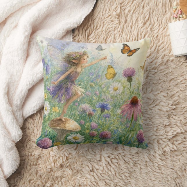 Garden Pixie with Butterflies Cushion (Blanket)