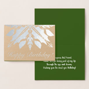 Garden Plant Leaves Botanical Mandala Birthday Foil Card