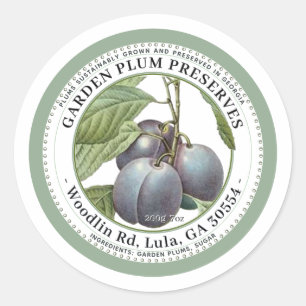 Garden Plum Preserves Jelly Label