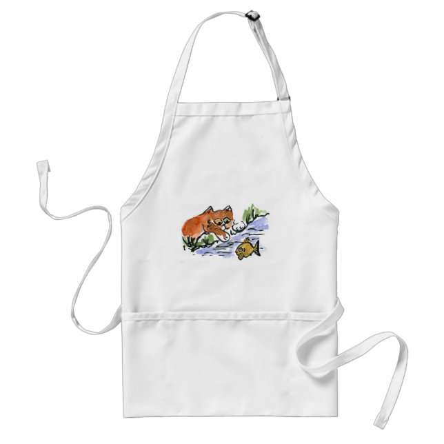Garden Pond and Curious Kitten Standard Apron (Front)