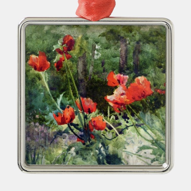 Garden Poppies (by Mildred Anne Butler) Metal Ornament (Front)