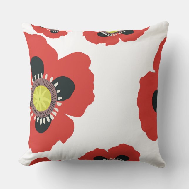 garden poppies cushion (Front)