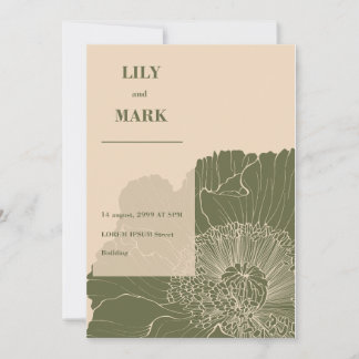 Garden Poppy flowers. Engraved background.  Invitation