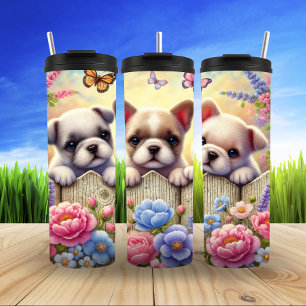Garden Puppies and Butterflies Thermal Tumbler