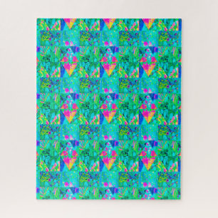 Garden Quilt Painting with Hydrangea and Blues Jigsaw Puzzle