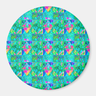 Garden Quilt Painting with Hydrangea and Blues Magnet