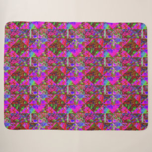 Garden Quilt Painting with Lime Green Hydrangea Sherpa Blanket