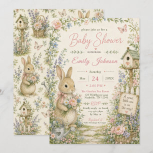 Garden Rabbit Baby Shower Invitation