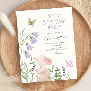 Garden rabbit birthday invitation