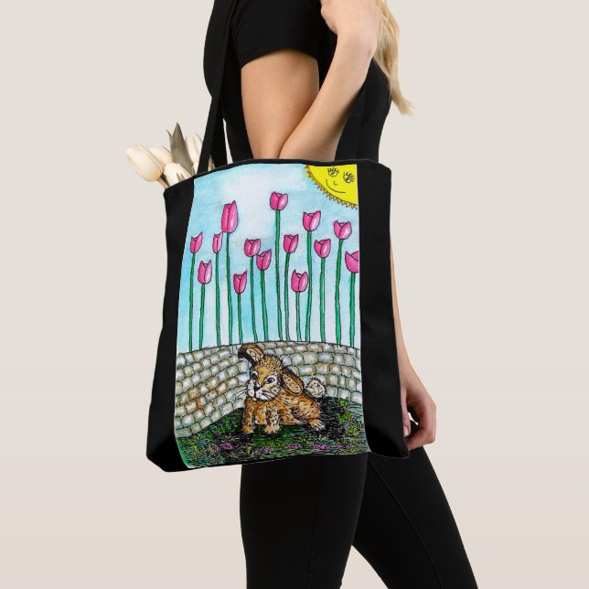 Garden Rabbit Tote Bag (Close Up)
