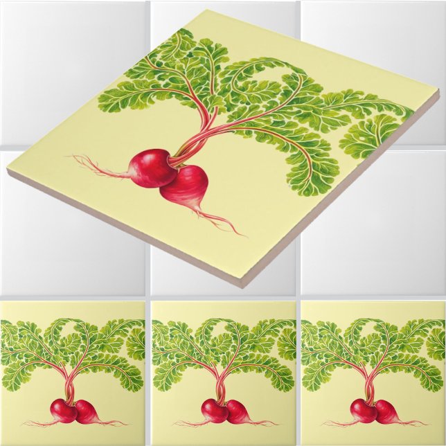 Garden Radishes Frieze Pattern Ceramic Tile (Creator Uploaded)
