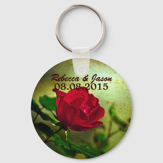 garden red rose steampunk gothic wedding key ring (Front)