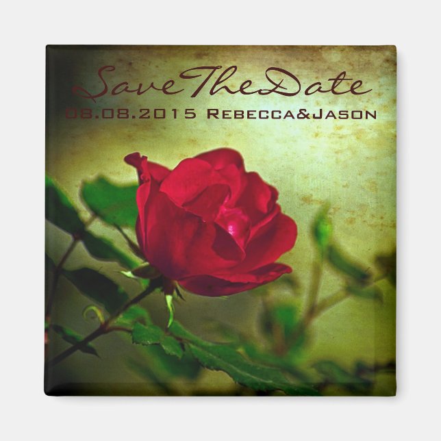 garden red rose steampunk gothic wedding magnet (Front)