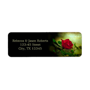 garden red rose steampunk gothic wedding return address label