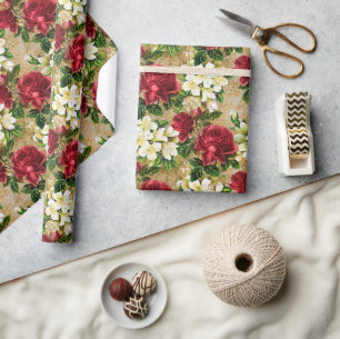 Garden Red Roses Wrapping Paper