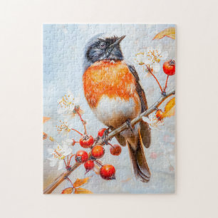 Garden Redstart in Soft Impressionist Brushstrokes Jigsaw Puzzle