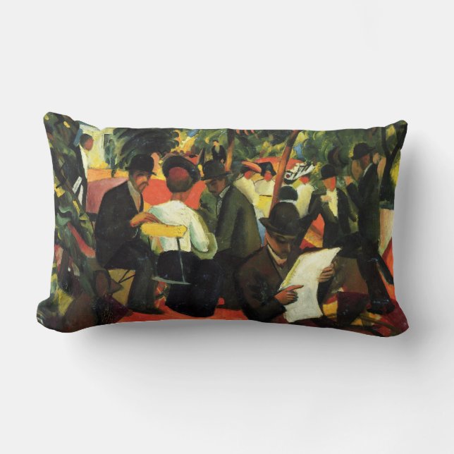 Garden Restaurant by August Macke Lumbar Cushion (Front)