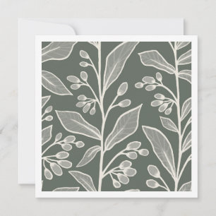 Garden Reverie Deep Olive Monochrome Botanical Card