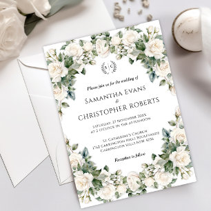 Garden Romance: Bride & Groom Monogrammed Wedding Invitation
