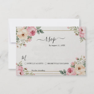 Garden Romantic Pastel Watercolor Floral Wedding RSVP Card