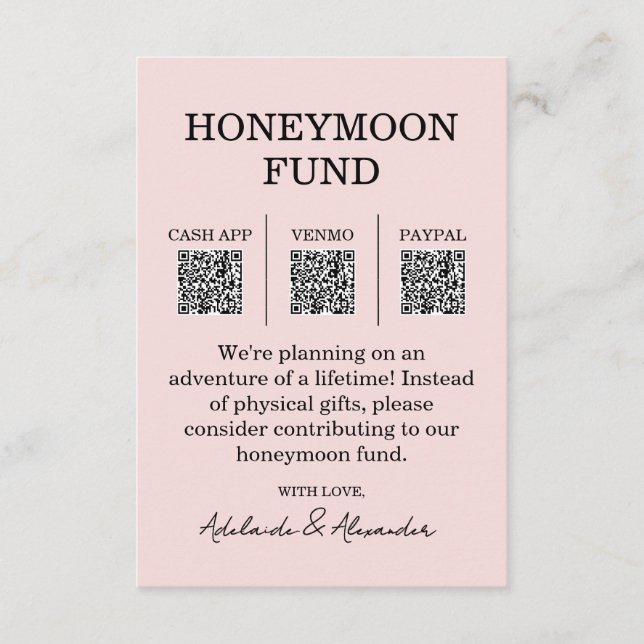 Garden Rose Pink Wedding Honeymoon Fund Enclosure Card (Front)