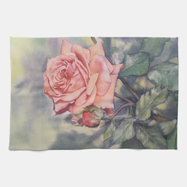 Garden rose tea towel (Horizontal)