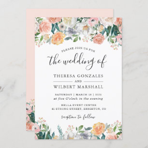 Garden Roses Bloom Floral Wedding Invitation